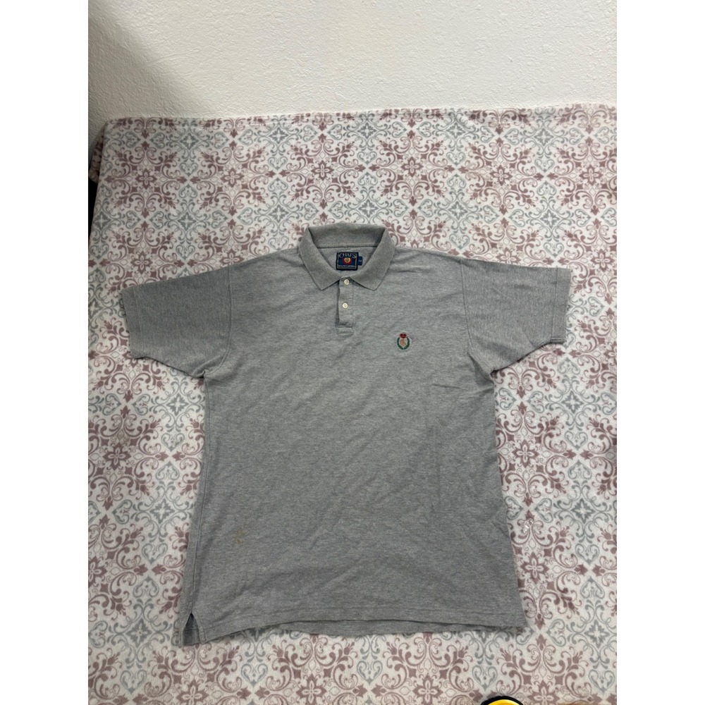 Chaps Ralph Lauren Mens Gray Short Sleeve Crest Logo Polo Shirt Medium